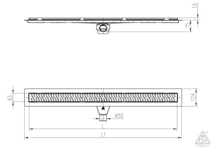 Сифон линеен 750мм HARMONY matt ф50 CHPA750HN1